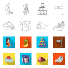 Vector design of food and drink sign. Collection of food and store stock symbol for web.