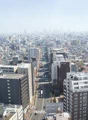 Fototapeta premium 練馬区役所から見える目白通りから池袋までの風景（東京都練馬区・豊島区）