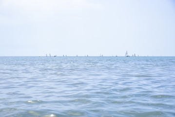 Mediterranean Sea. Sailboats on the horizon