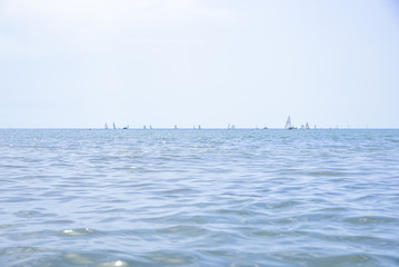 Obraz premium Mediterranean Sea. Sailboats on the horizon