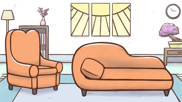 Psychologist Therapy Room With Armchair And Couch – Cartoon