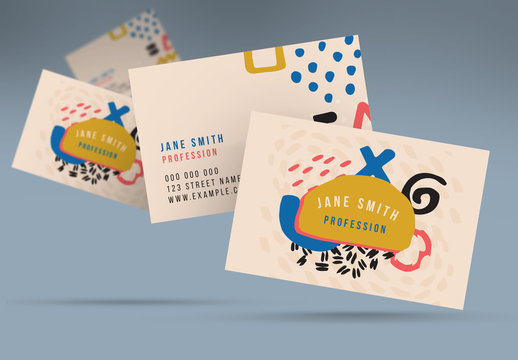 Business Card Layout with Hand Drawn Elements