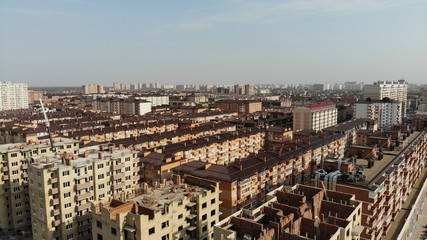Aerial view of the unfinished buildings. View of the unfinished buildings.