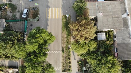 Aerial view of the city street.