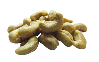 dried cashew on white background
