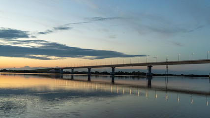 Fototapeta na wymiar Russia Bridge on the Big Ussuri Island near Khabarovsk, Russia