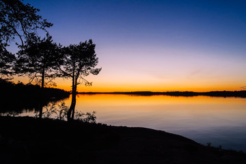 Fototapeta na wymiar Beautiful Sunset at Ladoga Lake