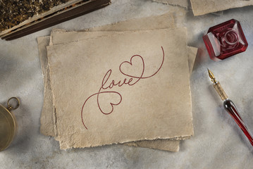 Love lettering with hearts