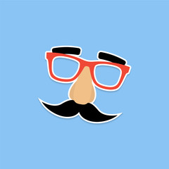 Mask with glasses fake nose and mustache. Vector