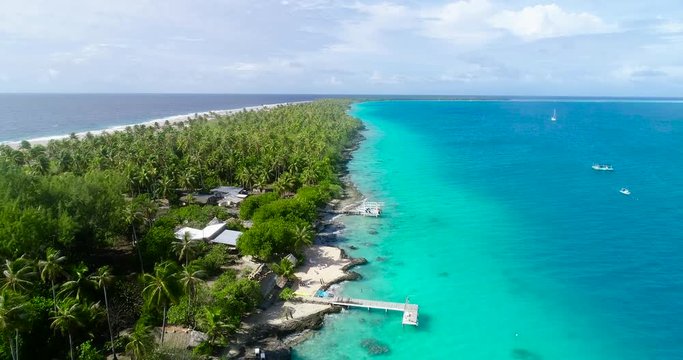 atoll in aerial view, French Polynesia