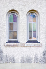 Fototapeta na wymiar Old glass window of an Church in Sweden.