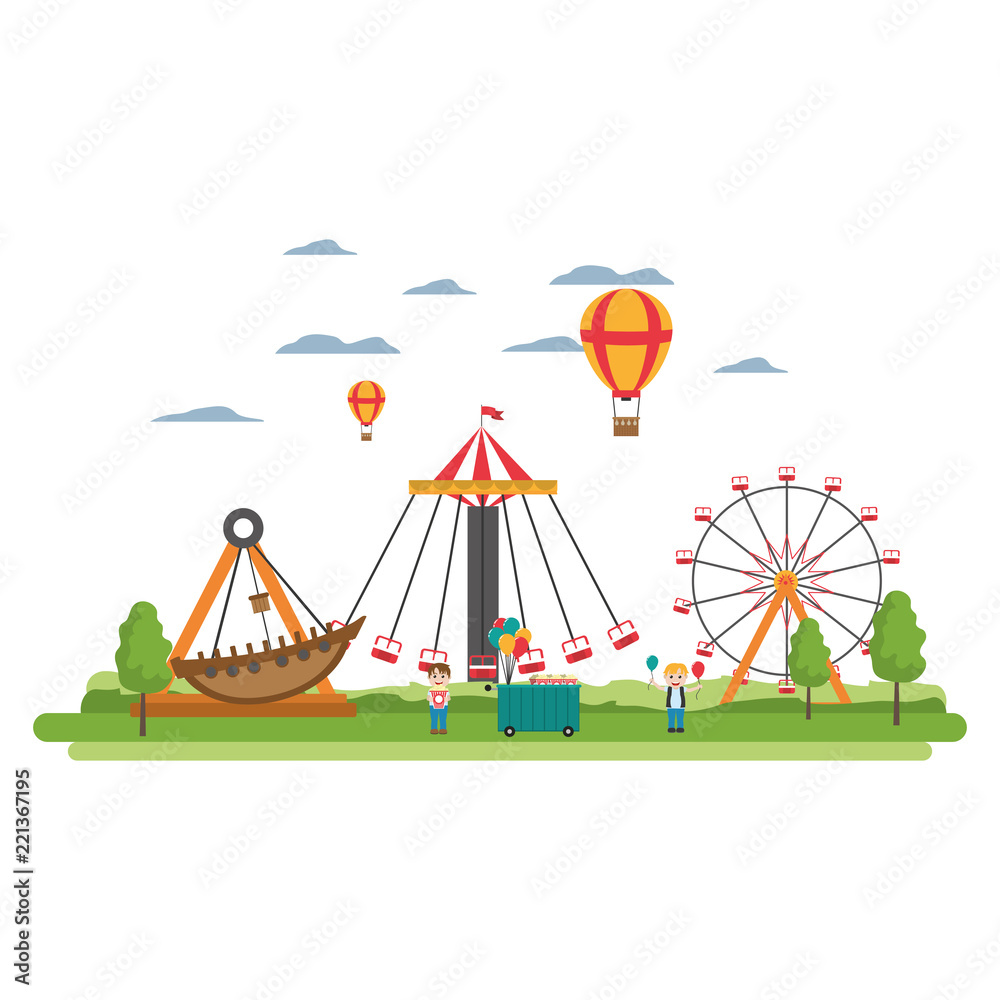 Wall mural funny carnival mechanical ride games