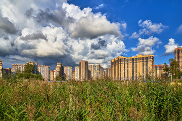 Fototapeta na wymiar City outskirt urbanization