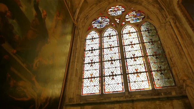 Cathedral window in Lisieux, Normandy France, PAN