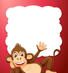 A monkey on red border