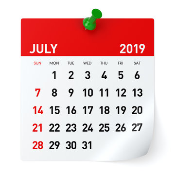 July 2019 - Calendar.