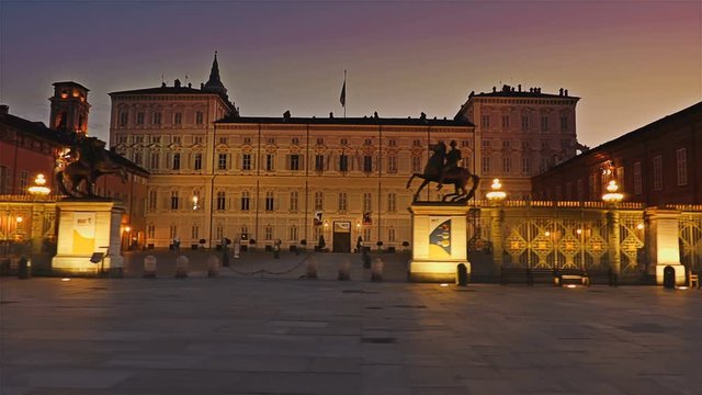 Turin, Piazza Castello, Italy. Hyper lapse