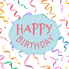 Happy Birthday sign on serpentine background, greeting card