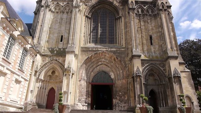 Exterior of cathedral in Lisieux, Normandy France, TILT