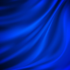 Luxury blue satin smooth fabric background for celebration, ceremony, event invitation card or advertising poster. Vector Illustration