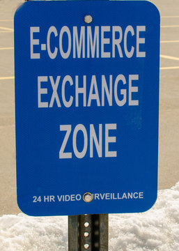 e-commerce exchange zone sign for buy-sell safety