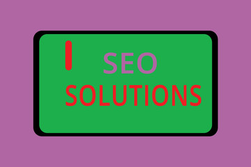 Writing note showing Seo Solutions. Business photo showcasing Search Engine Result Page Increase Visitors by Rankings.