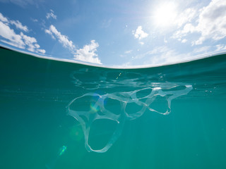 6 pack ring underwater plastic ocean
