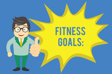 Handwriting text writing Fitness Goals. Concept meaning Loose fat Build muscle Getting stronger Conditioning.