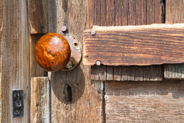 Wooden Door Knob and Door in Bodie Ghost Town