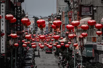 Poster Chinatown In San Francisco With Chinese Lanterns Highlighted © Mike