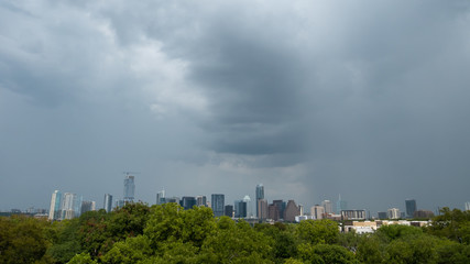 Fototapeta na wymiar View of Rain Storm over Austin Texas Skyline