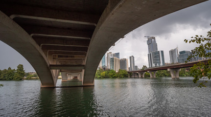 VIew of Austin Skyline from Under the Lamar Bridge