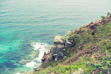 Nature beach sea landscape, blue water beach Beautiful Bay coastline