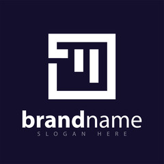 M Letter in Square Line Logo stock template