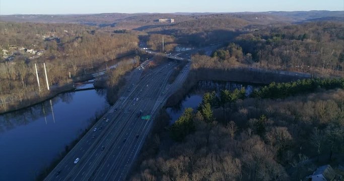 Flying Over a Highway in Upstate New York