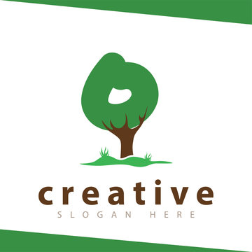 o Letter tree green logo vector template