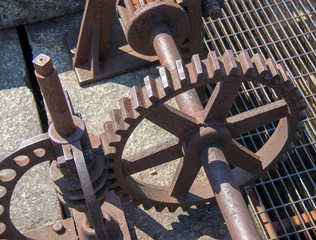 Metal cogs machinery water works, lake, canal, Halifax,