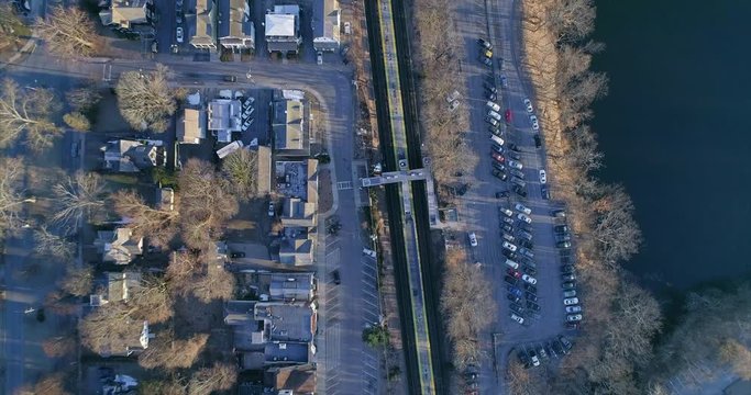 Top Down View Zooming Out From Katonah Village and Train Station