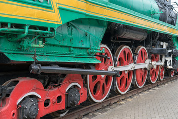 steam locomotive and its wheels