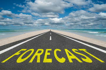 Forecast text on highway future trend prediction concept