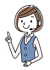 イラスト素材: コールセンター オペレーターの女性