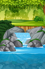 belle scène de paysage de cascade
