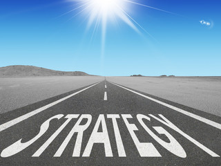 Strategy text on highway background
