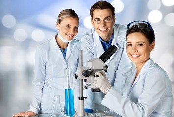 Group doctor working in lab