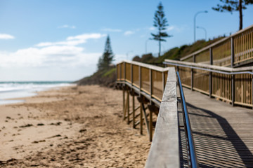 The beach access ramp on to the sand with selective focus at Christies Beach South Australia on 6th September 2018
