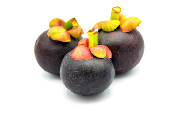 Mangosteen fruit on white background