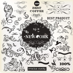 Collection of vector calligraphic elements for design