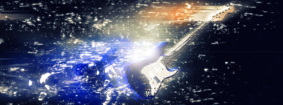 光を放つエレクトリックギター