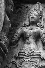 Black and white  Photography : Historical attractions and historic sites in Thailand / “Wat ched yod” Historic sites in Chiang Mai ,Thailand's major northern provinces