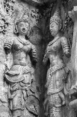 Black and white  Photography : Historical attractions and historic sites in Thailand / “Wat ched yod” Historic sites in Chiang Mai ,Thailand's major northern provinces